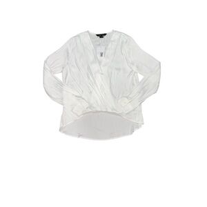 148. Urban Revivo Pleated Surplice White Blouse with Long Sleeves NWT Size Small